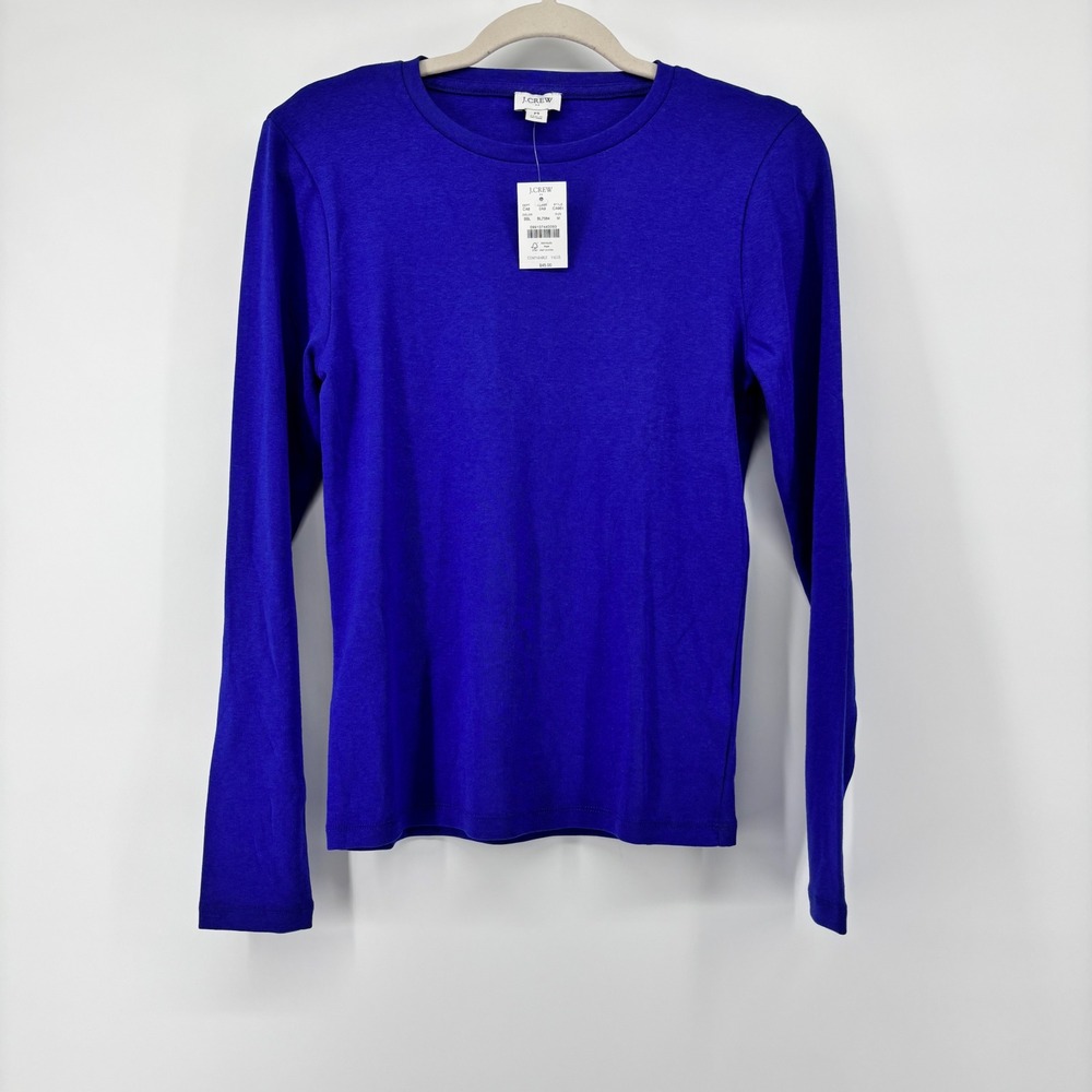 J.Crew Perfect Fit Womens Long Sleeve Crewneck T-Shirt Royal Blue Size M NEW